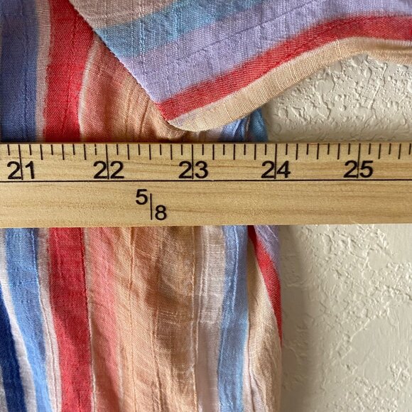 Zac & Rachel Button Up Blouse Woman 1X Striped Coastal Relaxed Beach Resort - Picture 10 of 13